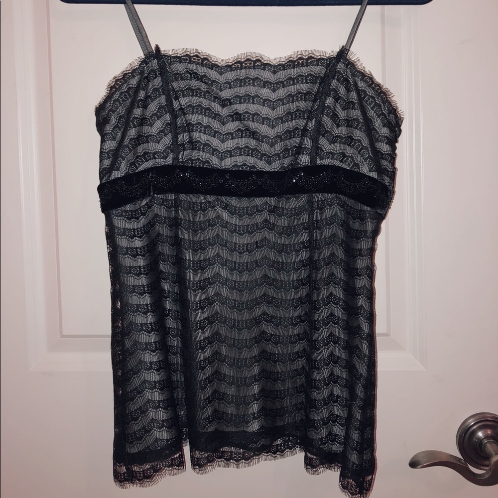 ANN TAYLOR: Black Lace Cami Top